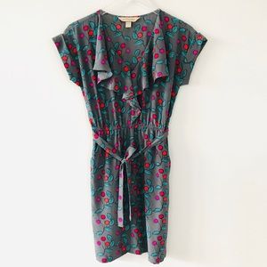 Presley Skye Wrap Silk Short Sleeve Dress Grey XS